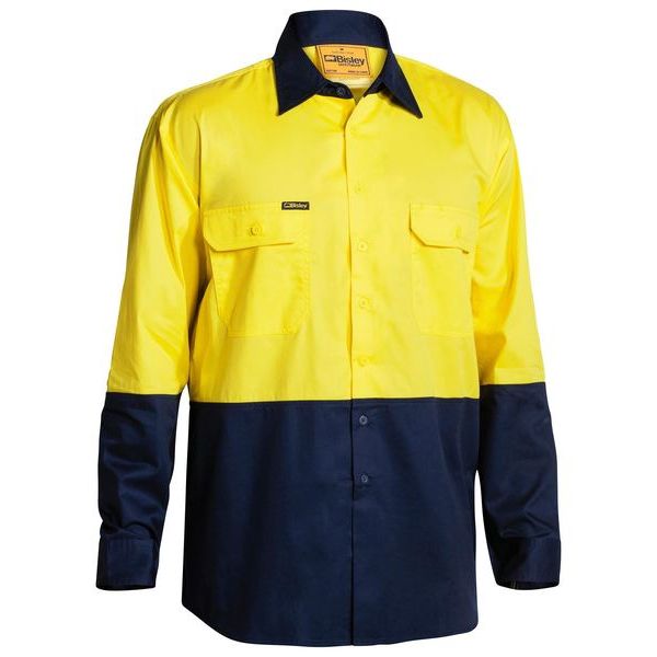 Bisley BS6895 Two Tone Hi Vis Cool Lightweight Drill Shirt - Long Sleeve