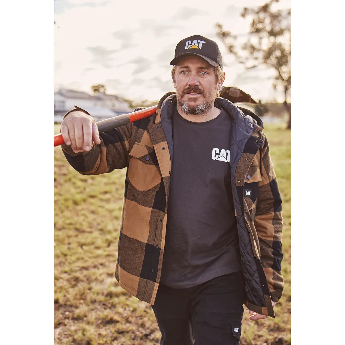 CAT 1040045 Hooded Flannel Shirt Jacket