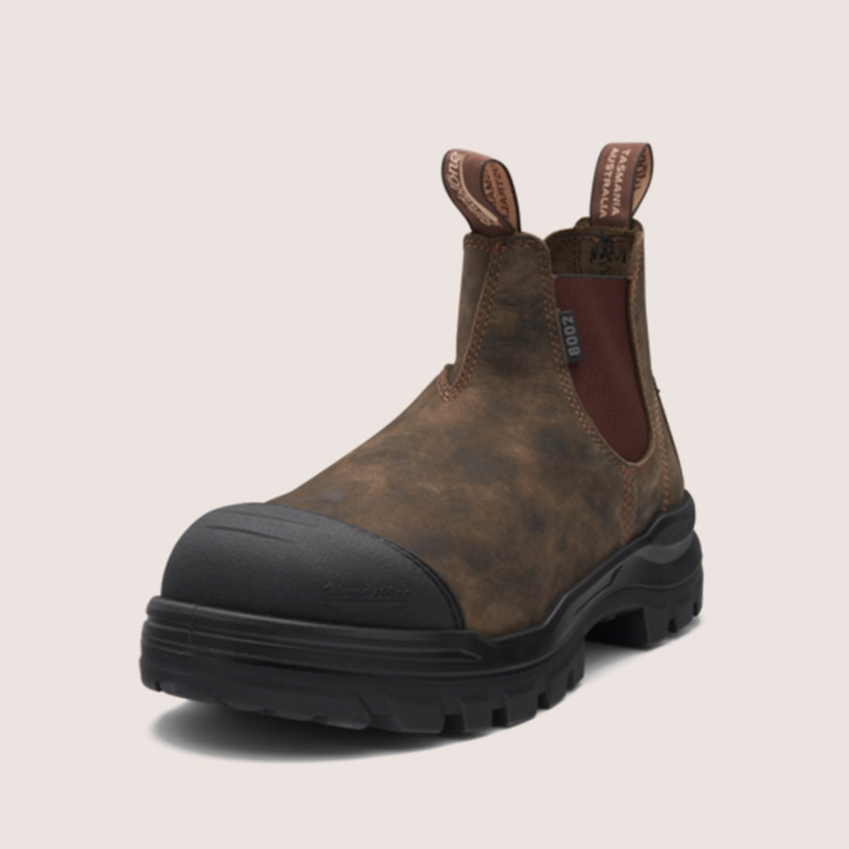 Blundstone 8002 Rotoflex - TPU Steel Safety - Rustic Brown - Unisex - Elastic Side-With Scuff Cap