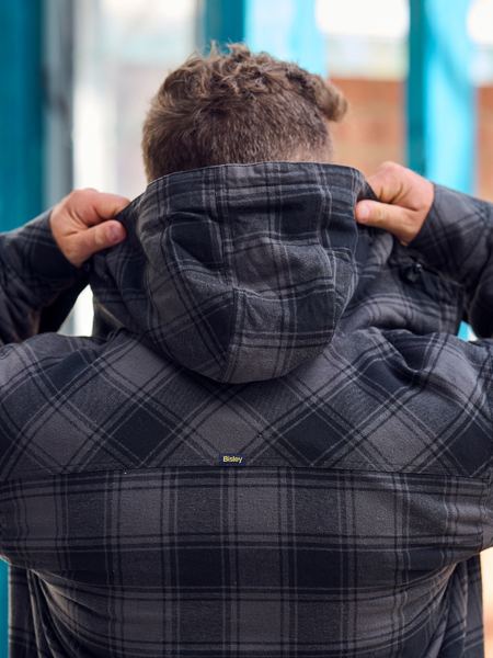 Bisley BJ6102 Flannelette Zip Hoodie with Sherpa Lining