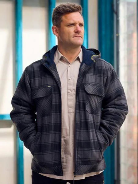 Bisley BJ6102 Flannelette Zip Hoodie with Sherpa Lining