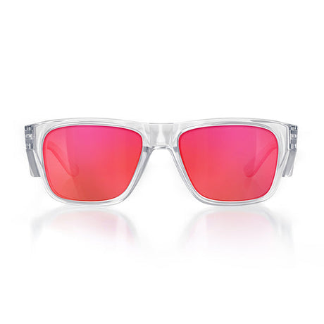 Safe Style FCRP100 Fusions Clear Frame Mirror Red Polarised Safety GlaSafe StyleSafe Style FCRP100 Fusions Clear Frame Mirror Red Polarised Safety Glasses