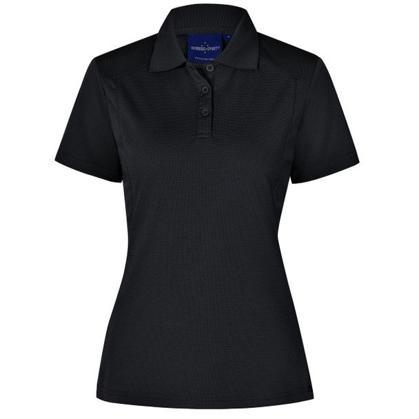 Black polo shirt on a white background