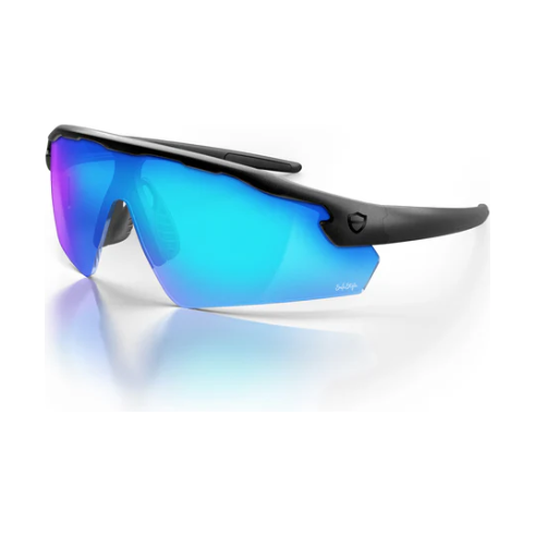 Phantom Matt Black Frame Reflectors Safety Glasses with blue lens, sleek sports design.