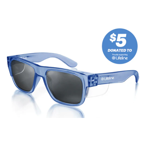 Safe Style FBLP100 Fusions blue frame polarised safety glasses with Lifeline donation.