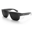 Safe Style FBTXL100 Fusions black frame tinted safety glasses on white background.
