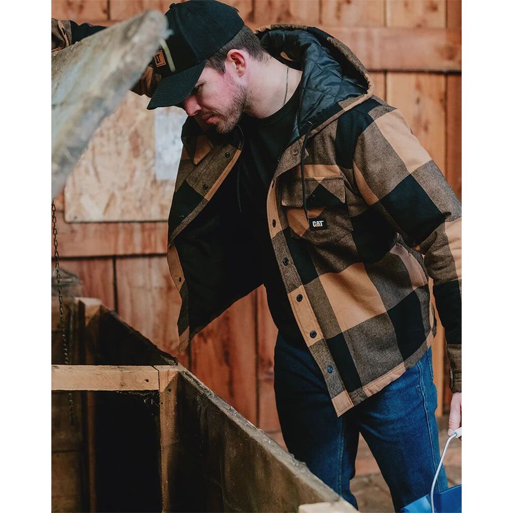 CAT 1040045 Hooded Flannel Shirt Jacket