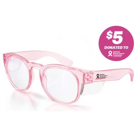 Safe Style CRPC100 Cruisers pink frame clear safety glasses with UV400 protection.