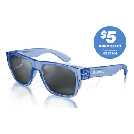 Safe Style FBLP100 Fusions blue frame polarised safety glasses with Lifeline donation.