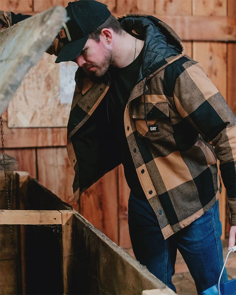 CAT 1040045 Hooded Flannel Shirt Jacket