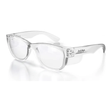 Safe Style CCC100 Classic Clear Frame Safety Glasses with UV protection and stylish design.