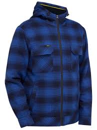 Bisley BJ6102 Flannelette Zip Hoodie with Sherpa Lining